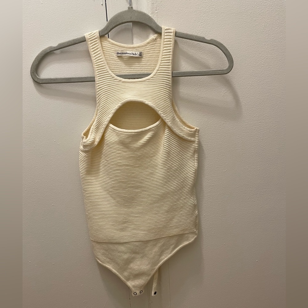 Abercrombie Ivory Ribbed Knit Bodysuit